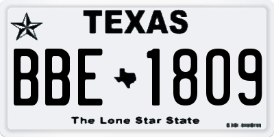 TX license plate BBE1809