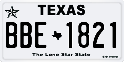 TX license plate BBE1821