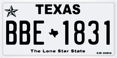 TX license plate BBE1831