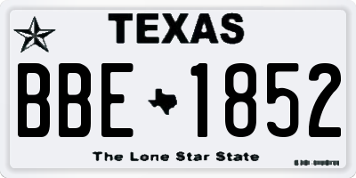 TX license plate BBE1852