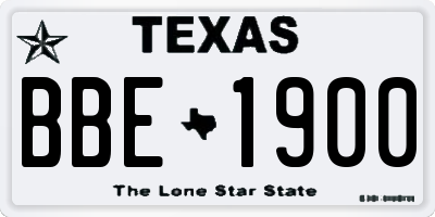 TX license plate BBE1900