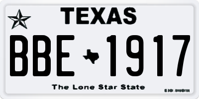 TX license plate BBE1917