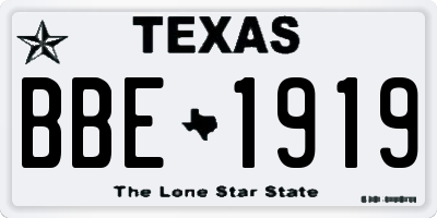 TX license plate BBE1919