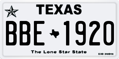 TX license plate BBE1920