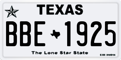 TX license plate BBE1925