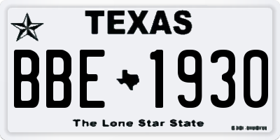 TX license plate BBE1930