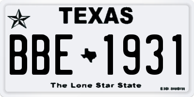 TX license plate BBE1931