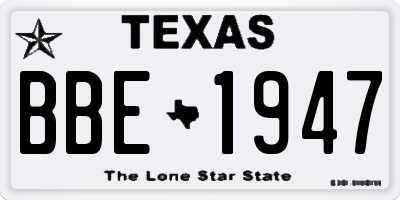 TX license plate BBE1947