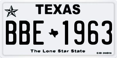 TX license plate BBE1963