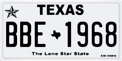 TX license plate BBE1968
