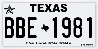 TX license plate BBE1981