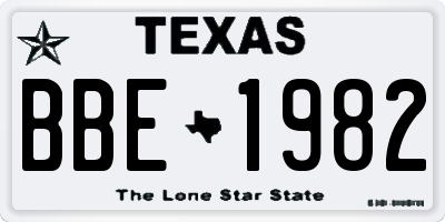 TX license plate BBE1982