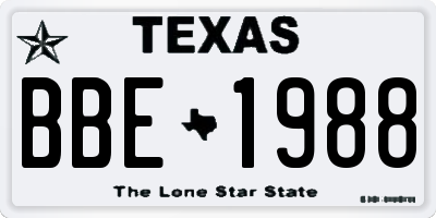 TX license plate BBE1988