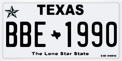 TX license plate BBE1990