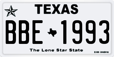 TX license plate BBE1993
