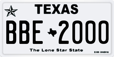 TX license plate BBE2000