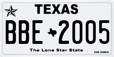 TX license plate BBE2005