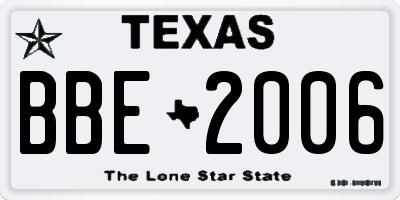 TX license plate BBE2006