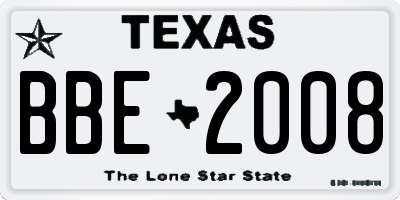 TX license plate BBE2008