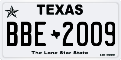 TX license plate BBE2009