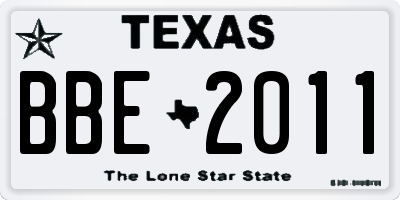 TX license plate BBE2011