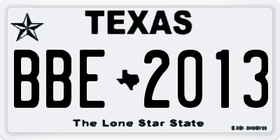 TX license plate BBE2013