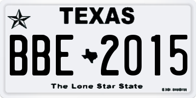 TX license plate BBE2015