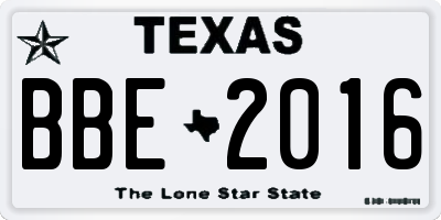 TX license plate BBE2016