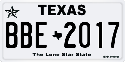 TX license plate BBE2017