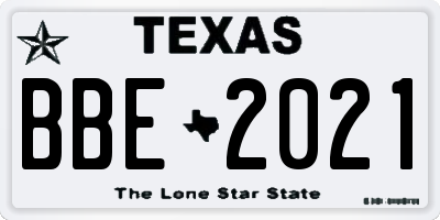 TX license plate BBE2021