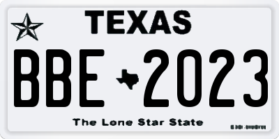 TX license plate BBE2023