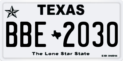 TX license plate BBE2030