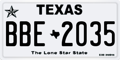 TX license plate BBE2035
