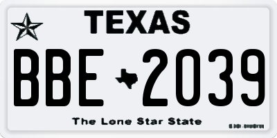 TX license plate BBE2039