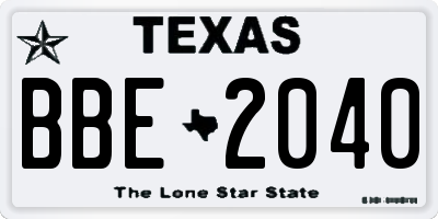TX license plate BBE2040