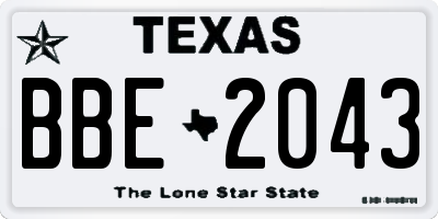 TX license plate BBE2043