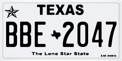 TX license plate BBE2047