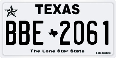 TX license plate BBE2061