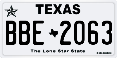 TX license plate BBE2063