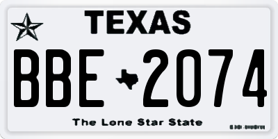 TX license plate BBE2074