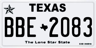 TX license plate BBE2083