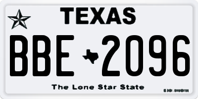 TX license plate BBE2096