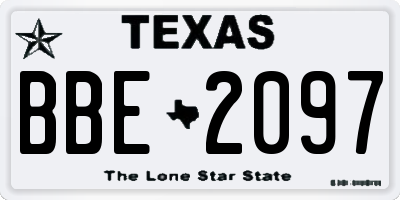 TX license plate BBE2097
