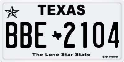 TX license plate BBE2104