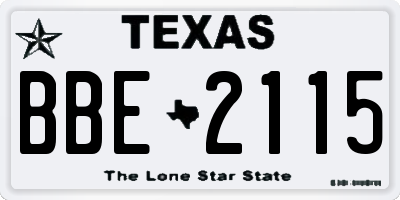 TX license plate BBE2115
