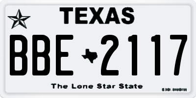 TX license plate BBE2117