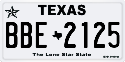 TX license plate BBE2125