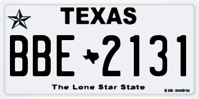 TX license plate BBE2131