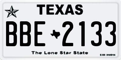 TX license plate BBE2133