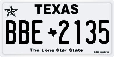TX license plate BBE2135